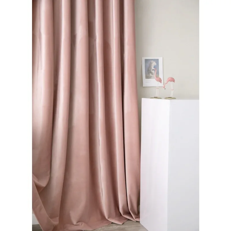 1 Piece Modern Minimalist Pink Living Room Curtains Bedroom Luxury Heavy Duty Insulated Velvet Curtains