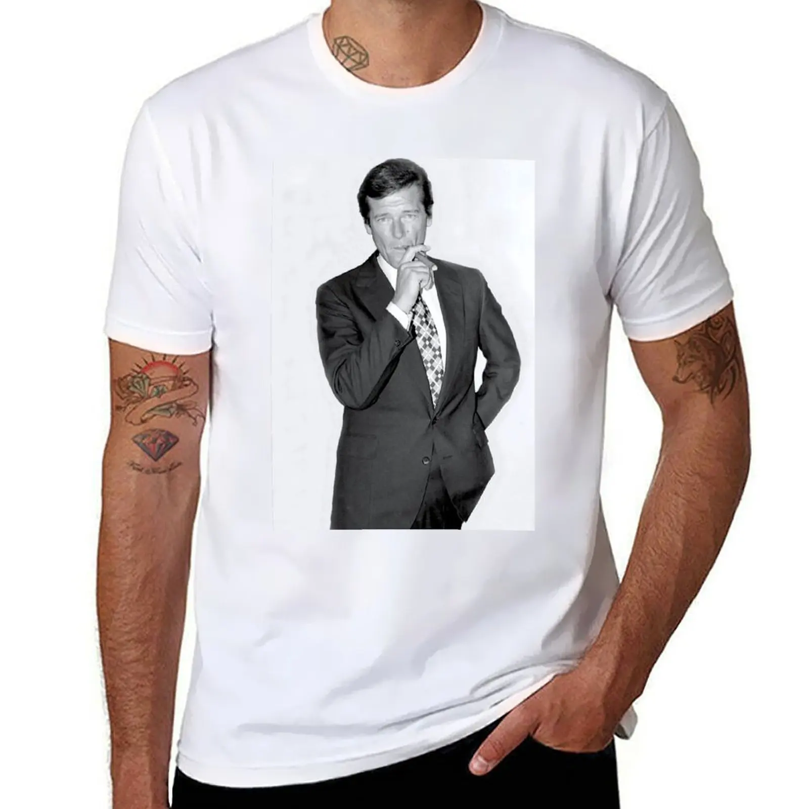 

SIR ROGER MOORE T-Shirt Large Size Soft Cotton T-Shirt