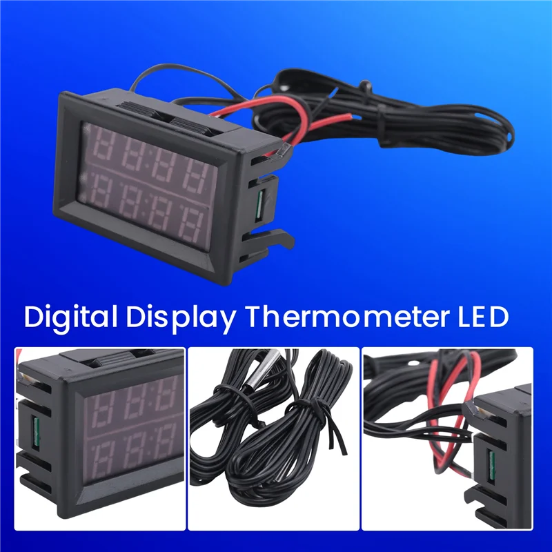 AA84 двойной красный светодиодный цифровой дисплей термометр водонепроницаемый датчик температуры 0,56 дюйма