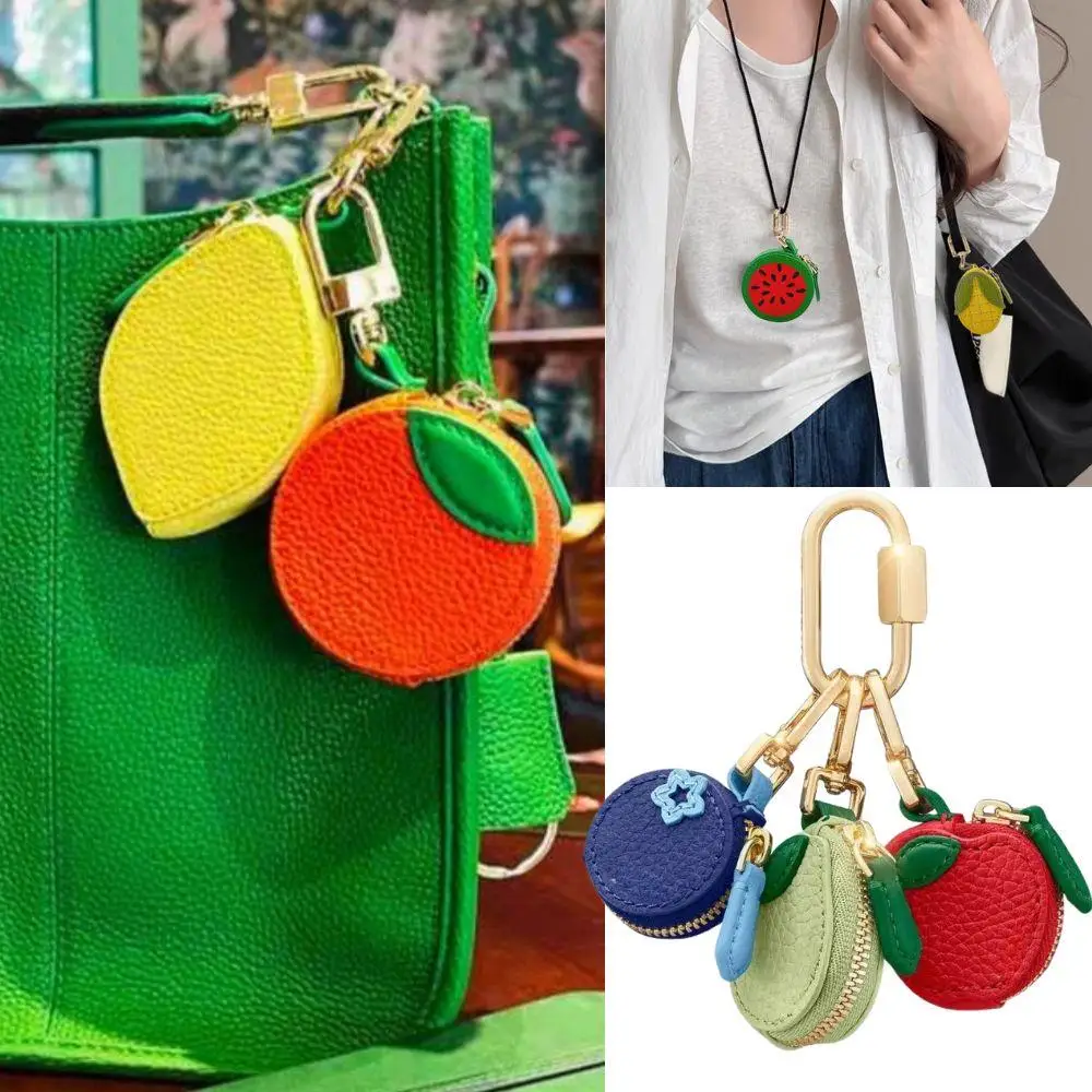 

Kiwifruit Shape Bag Pendant Mobile Phone Decoration Creativity Keychain Mini Pouch Wallet Cute Storage Bag Protable Earphone Bag