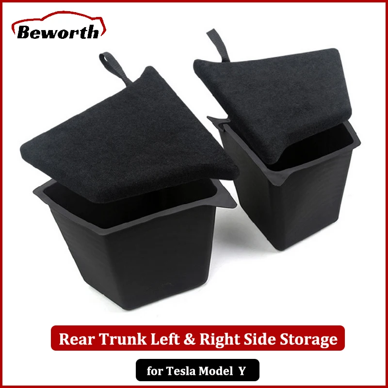 MY Rear Trunk Side Storage Bin For Tesla Model Y Cargo Compartment Organizer Bucket Left Right Tray Stowing Tidying Packet Bins