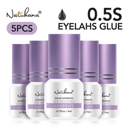 NATUHAHA 5 Pcs/Lot Eyelashes Glue Fast Drying Long Lasting Lashes Adhesive Low Smell Mink Eyelash Glue Makeup Tools Set