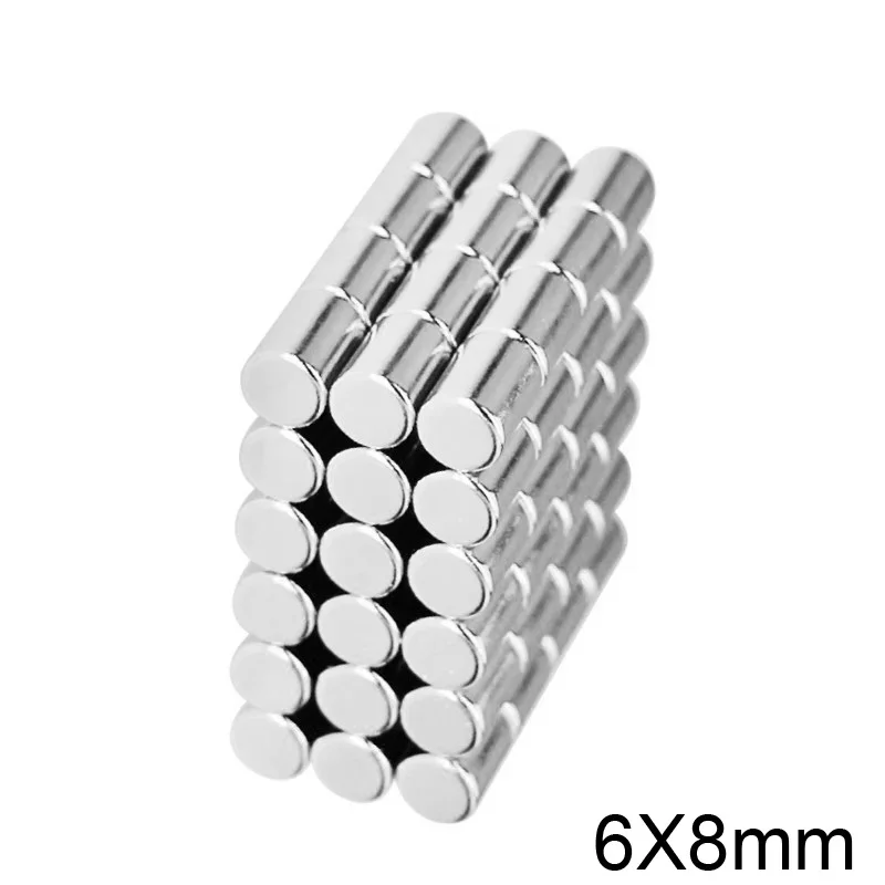 6x8mm Thinck Ímãs poderosos 6mm x 8mm Pequenos ímãs redondos 6x8 para geladeiras domésticas, escritórios DIY 6*8
