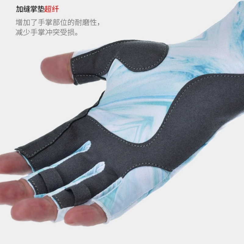 Summer Lightweight Breathable Fingerless Fishing Gloves Elastic Non-Slip Wear-Resistant Lure Gloves for Outdoor Angling Kayaking