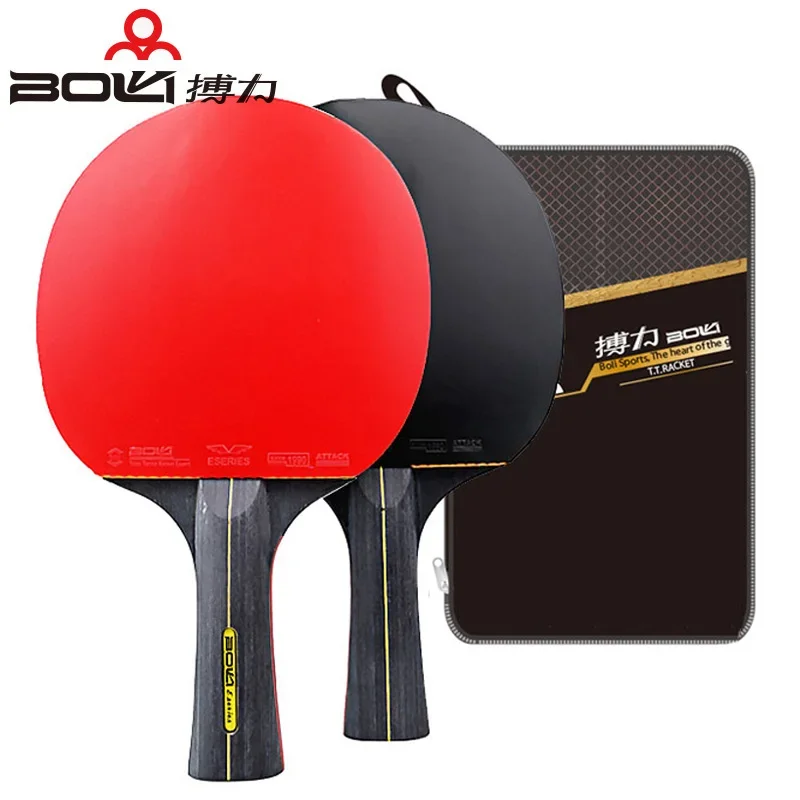 

BOLI Professional 6 Star Table Tennis Racket With 3 Balls Offensive 2 Pcs Ping Pong Paddle With Fine Elasticity For Training