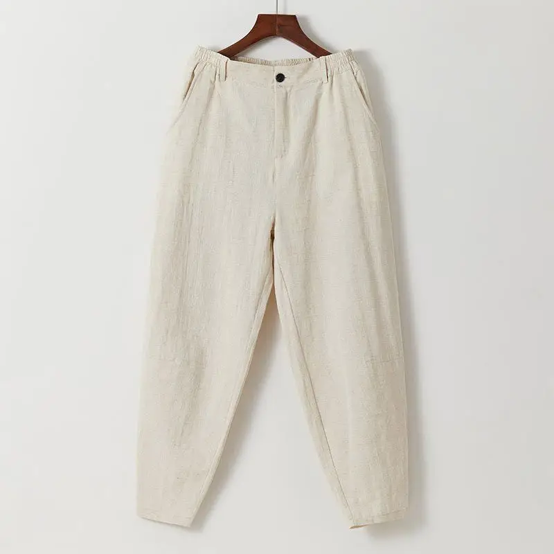 

Loose Cotton and Linen Casual Pants for 2024 Summer, Pure Linen Trousers for Men