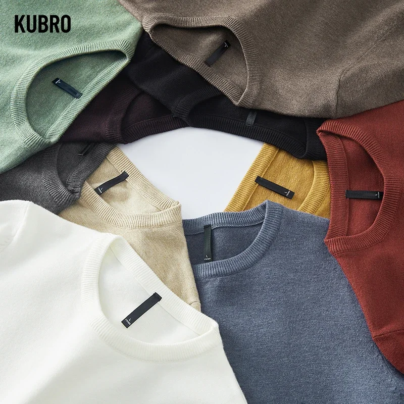 KUBRO High Quality Elastic Sweater Men\'s Cotton Cashmere Bottom Shirt Autumn Winter Tops High Man Casual Long Sleeve Turtleneck