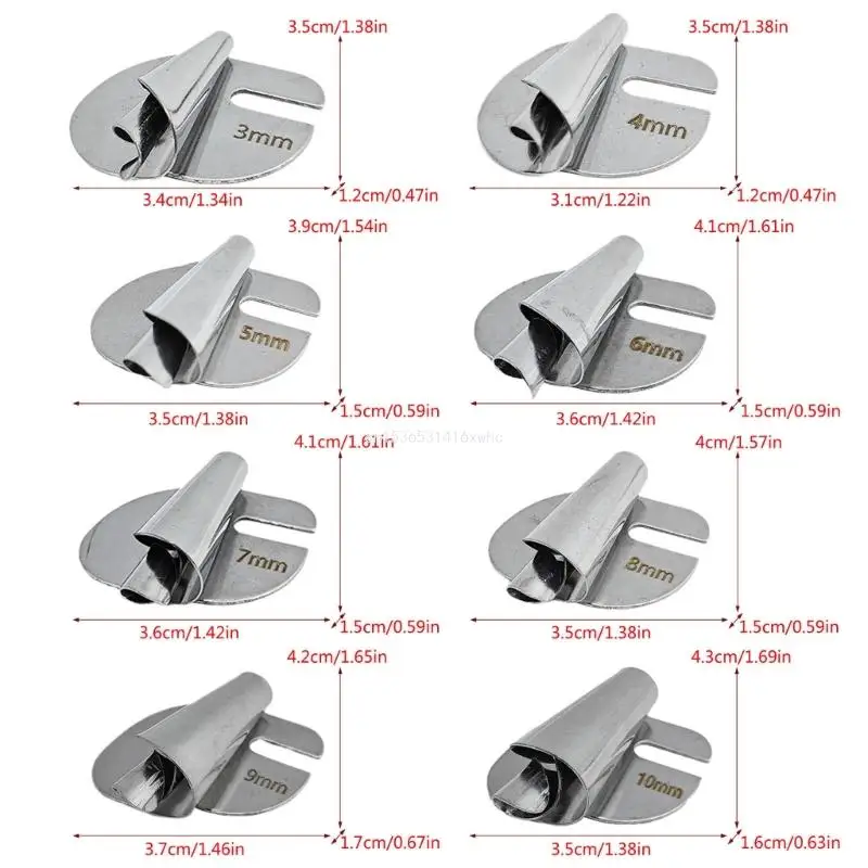 Dropship 8x Set Hemmer Gulung Jahit 8 Ukuran Perlengkapan Jahit Penekan Kelim Gulung