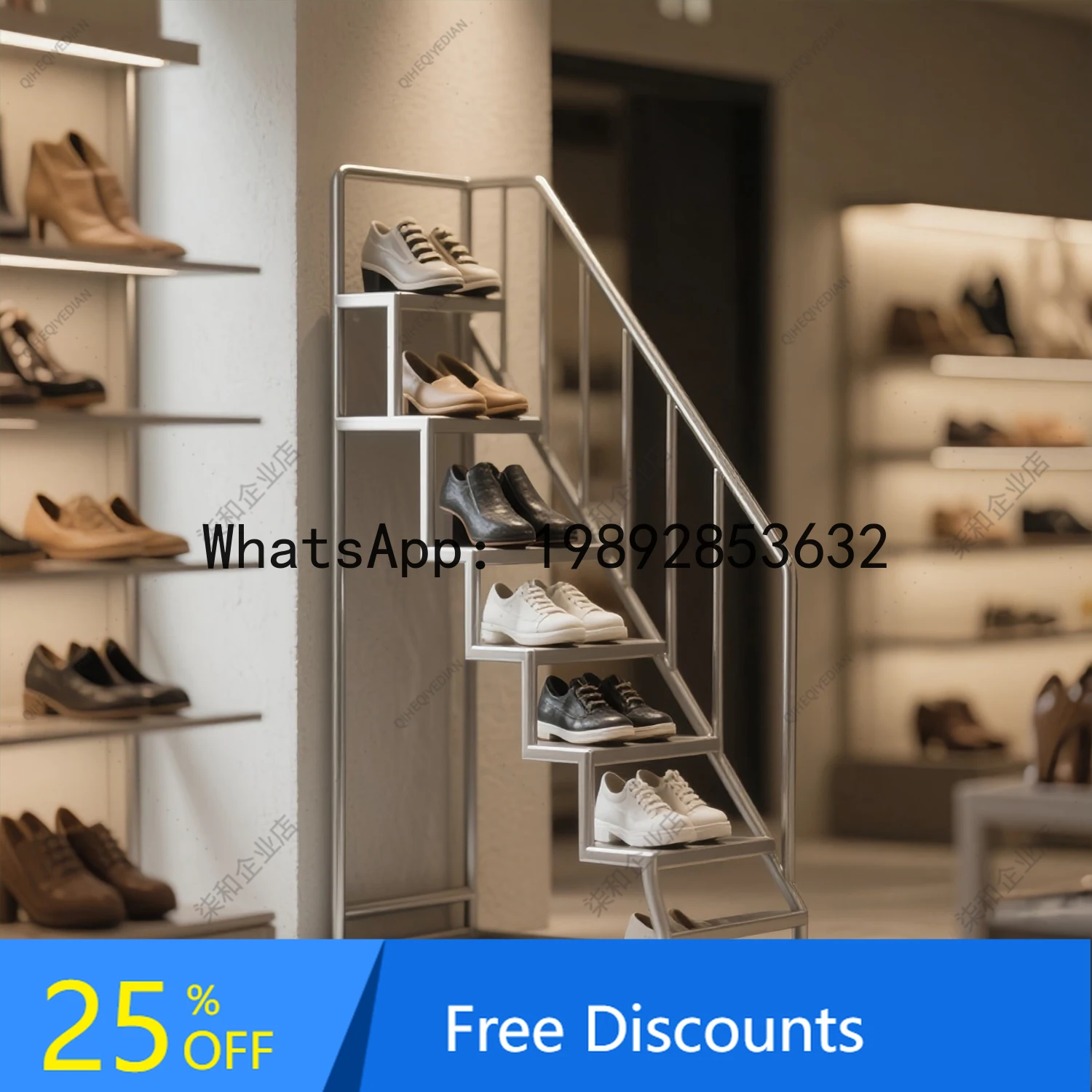 

XL Storage Display Rack Shoe Store Display Shelf Multi-layer Stainless Steel Display Cabinet