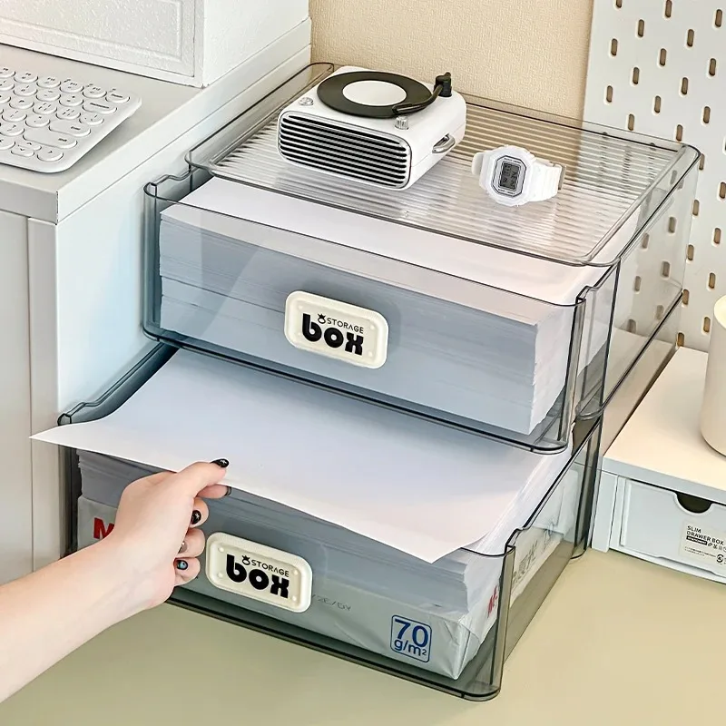 A4 紙収納ボックスデスクトップ印刷用紙テスト用紙引き出しアクリルオフィス文書透明棚