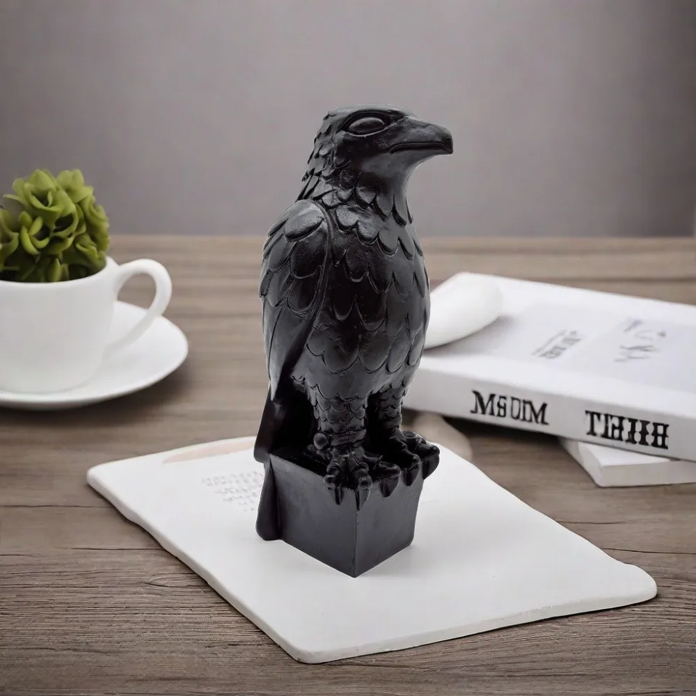 Retro Black Eagle Statue Realistic Resin Crafts Hawk Desk Ornament Handmade Exquisite Falcon Statue Home Office Garden Decor view 2