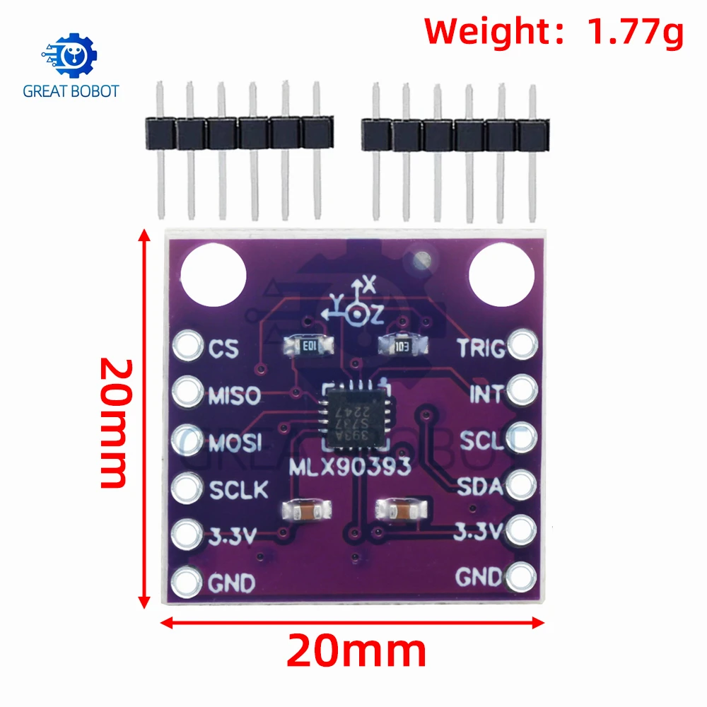 MLX90393 three digital Hall sensor 3D position of the rotational angular displacement Sensor Board Contactless for arduino
