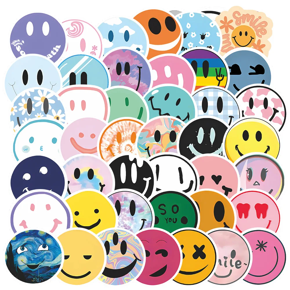 50Pcs Smiling Face Stickers DIY Skateboard Laptop Luggage Bike Motorcycle Phone Car Sticker Decals image 3