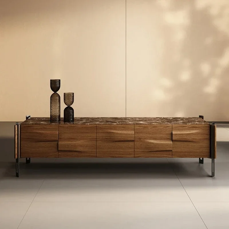 

A Modern simple villa living room marble TV cabinet light luxury solid wood floor cabinet