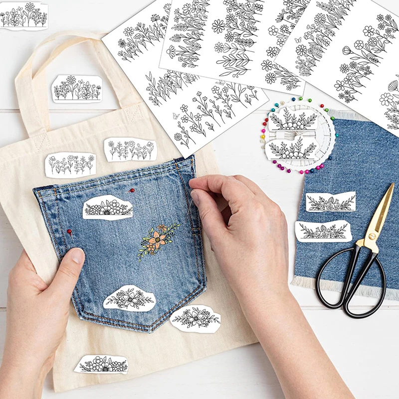 

3/4 шт. водорастворимые стабилизирующие узоры для вышивания, бумага для вышивания Stick And Stitch, стирка, цветочный дизайн бабочки