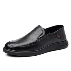 2026 Spring Autumn New Leather Shoes for Men Solid Color Business Casual Shoes Male Fashion Soft Sole Driving Shoe Man