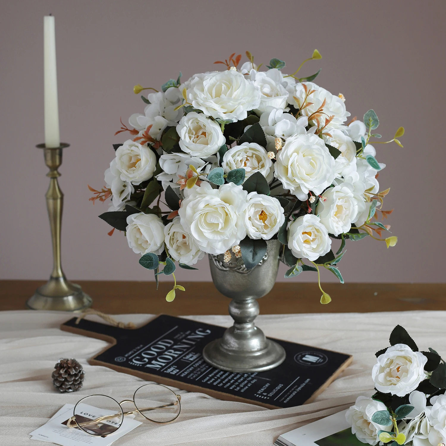 

1PC Fall Artificial Peony Flowers Silk Hydrangea Rose Living Room Home Vase Garden Wedding Bridal Bouquet Diy Party Decoration