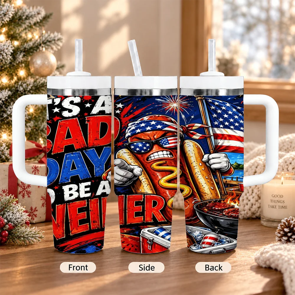 Its a Bad Day to Be a Weiner Vacuum Flasks 40oz Insulated Stainless Steel Tumbler with Handle & Straw, Hot Cold Gift Cup