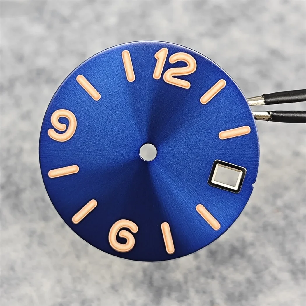 NH35 Watch Dial 28.5mm Digital Sunburst/ Frosted Faces Green Luminous Watch Modification Parts for NH35/ NH36/ 4R/ 7S Movement