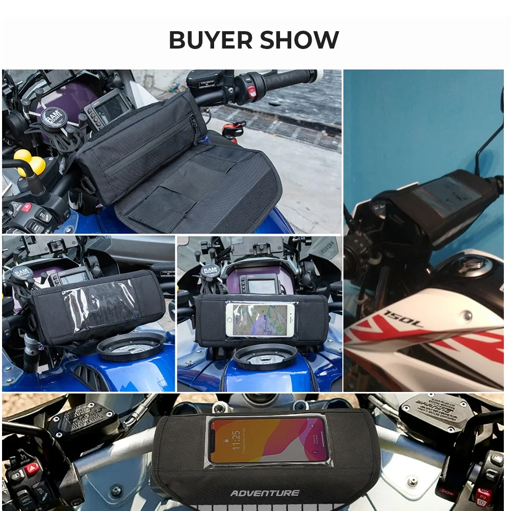 Universal Motorcycle Handlebar Bag with Touchscreen Phone Storage Bag For BMW R1200GS R 1250GS For Suzuki For Kawasaki