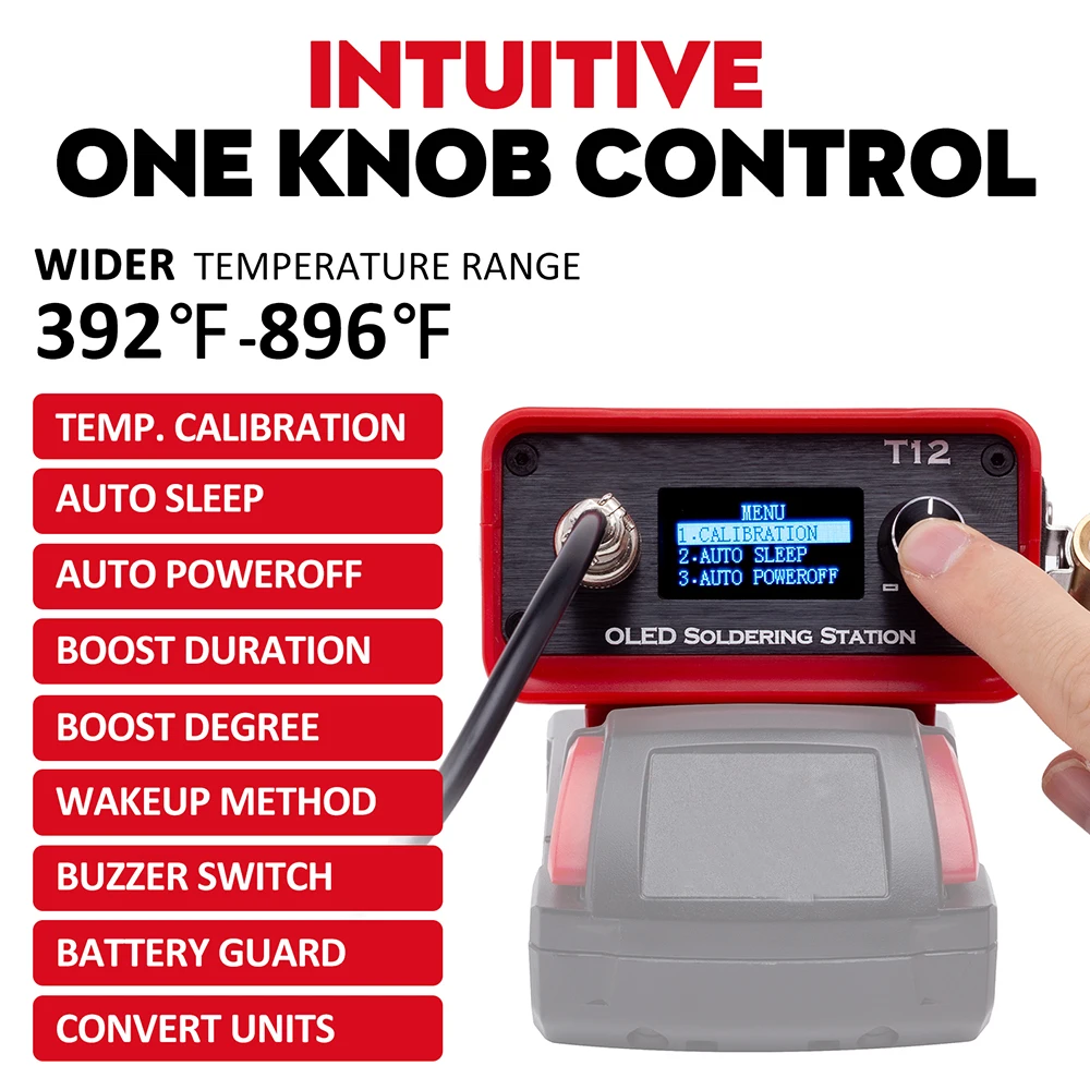 OLED T12 Soldering Iron Station Adjustable Welding Station For Milwaukee 18V Li-ion Battery for DIY Repair(NO Battery )