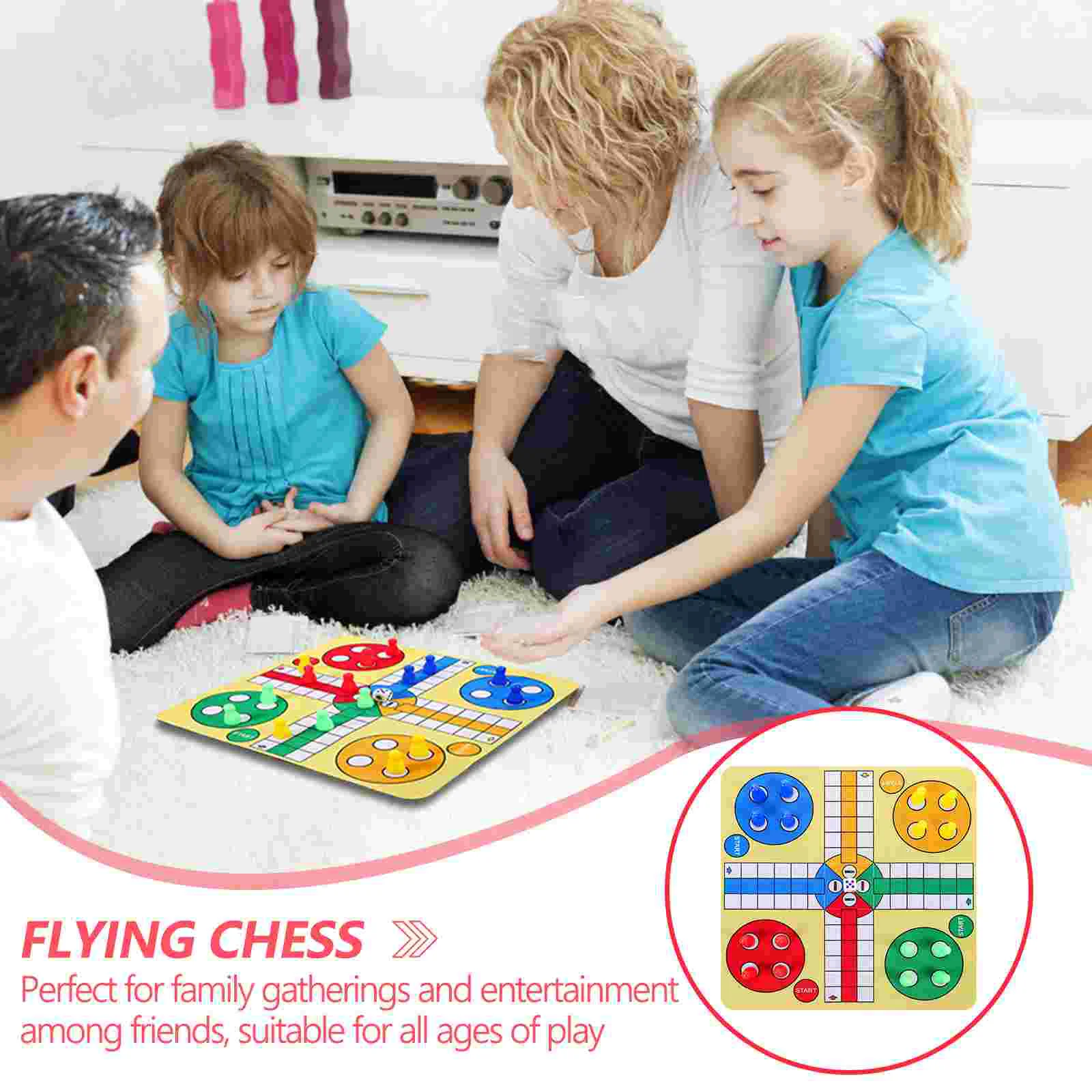 Ludo Chess Set Toys Flying Vulcanized Rubber Cloth for Party Travel Board Game Funny