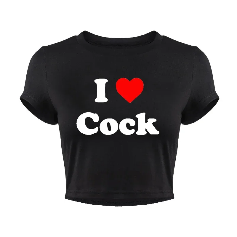 2000s الجرونج س الرقبة المرأة تي شيرت Kawaii الملابس Y2k المرأة المحاصيل الأعلى أنا القلب الديك خمر الطفل المحملة مثير ملابس للنادي وتتسابق #3