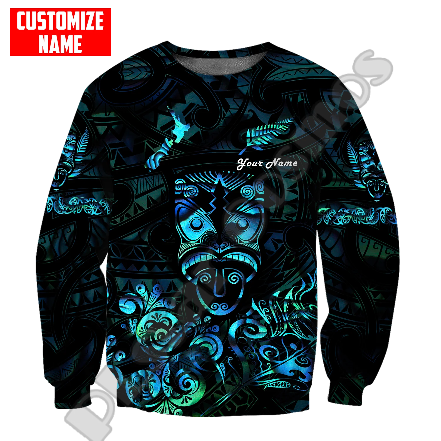 Custom Name New Zealand Maori Aotearoa Tattoo Vintage Retro 3DPrint Pullover Harajuku Long Sleeves Casual Funny Jacket Hoodies W