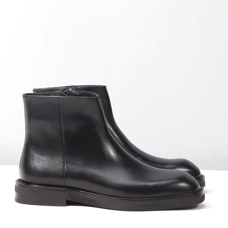 Elegant Mens Cow Leather Chelsea Boots Luxury Handmade Quality Comfortable 2026 Autumn British Style Ankle Social Shoes Male