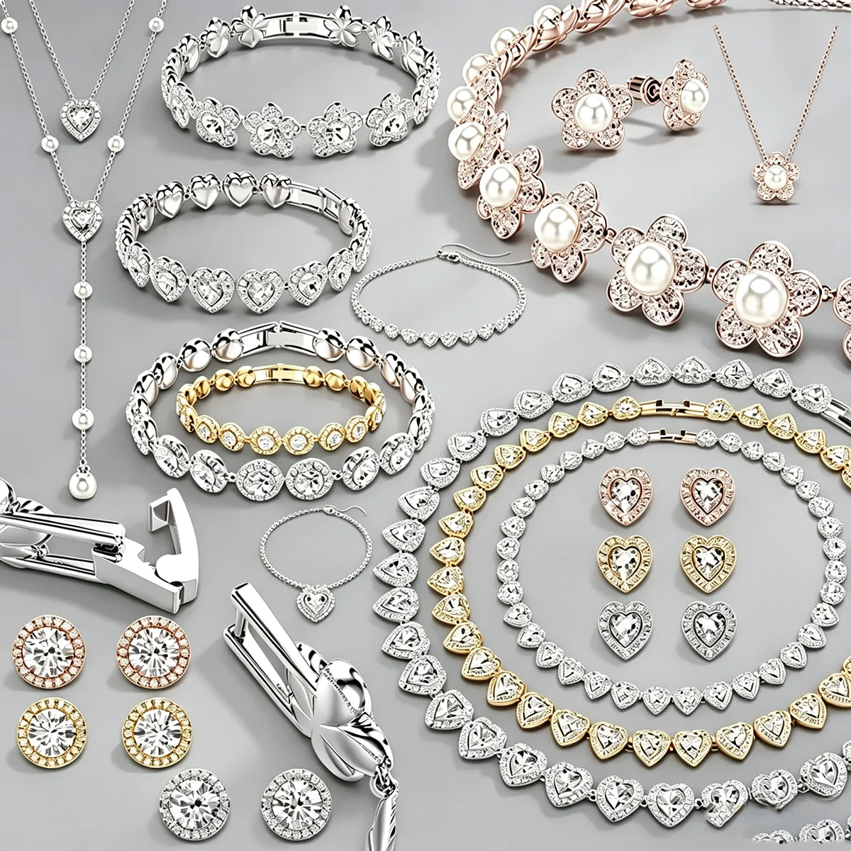 Image of 2026 Winter-Stil Funkelnde Kubische Zirkonia Schneeflocken-Anhänger Halskette Rundes Armband Ohrring Ring Geschenk Weihnachten Valentinstag