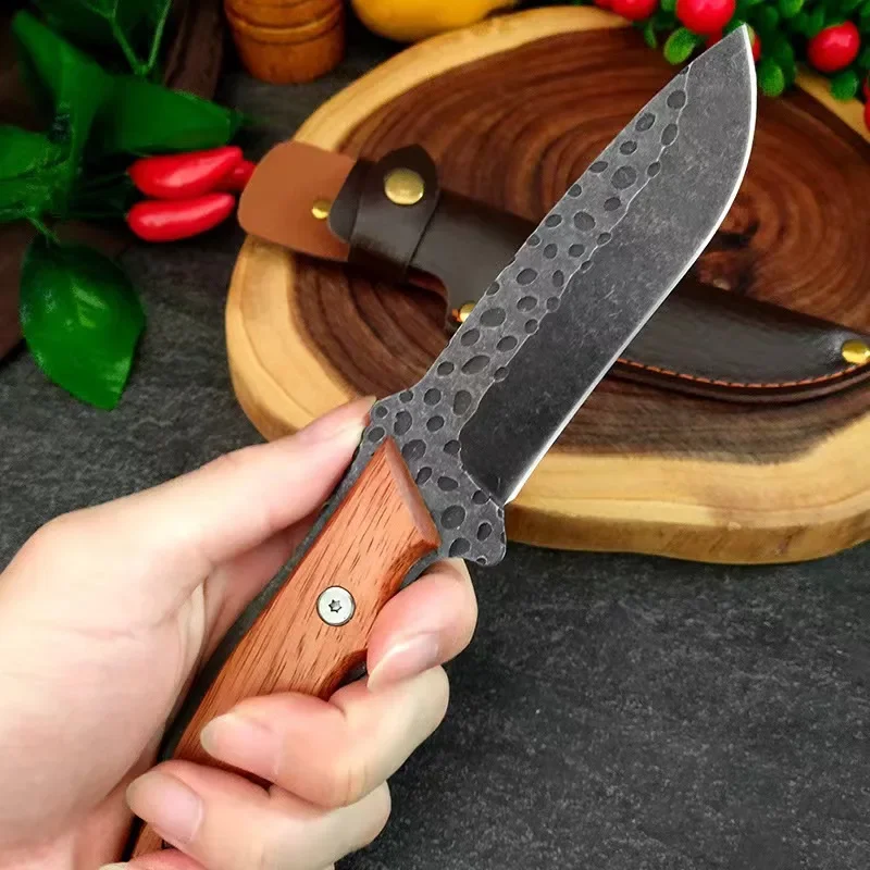 

2024 New Forged Outdoor Knife, Camping Multi functional Survival Knife, Camping High Hardness Hunting Knife+Knife Cover