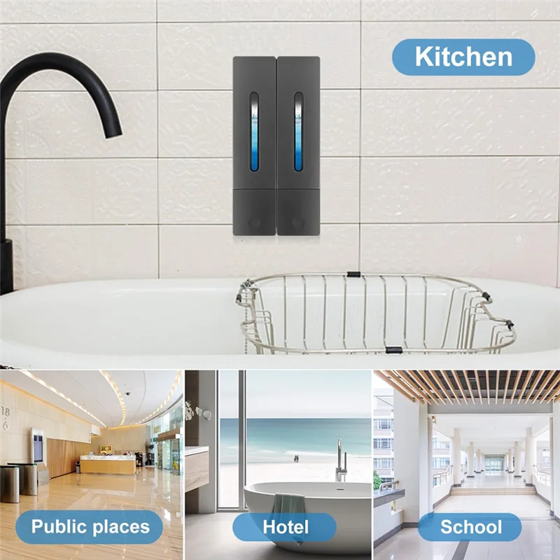 BAAG-เครื่องจ่ายสบู่ติดผนัง,เครื่องจ่ายสบู่ติดผนัง 2 X 400 มล.,ไม่มีการเจาะ,สําหรับห้องครัวและห้องน้ํา