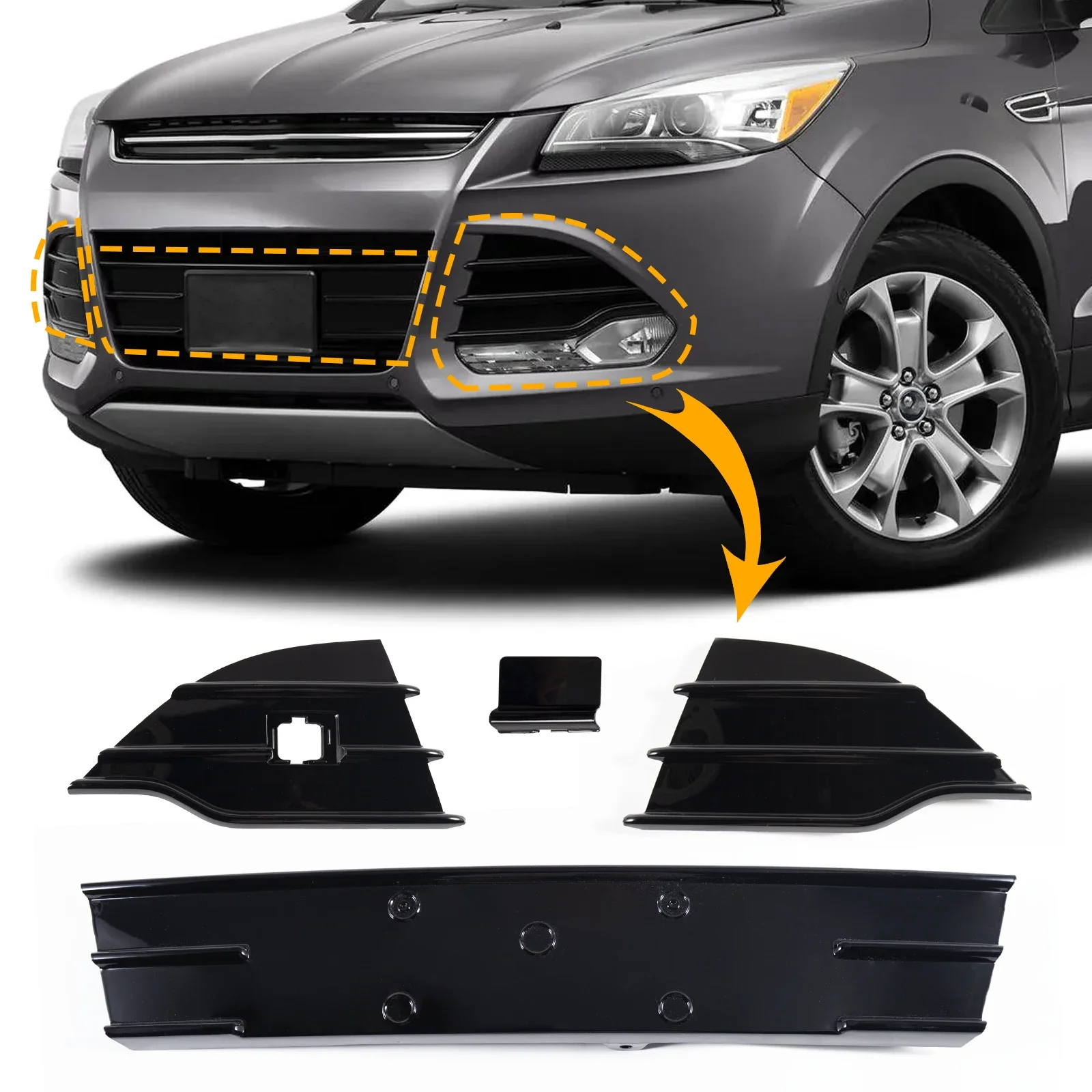 

OLANGDA Fog Light Grill Cover Frame Lamp Shade Under Front Bumper Grille For Ford Escape/Kuga 2013 2014 2015 2016 DV45-17K947-A