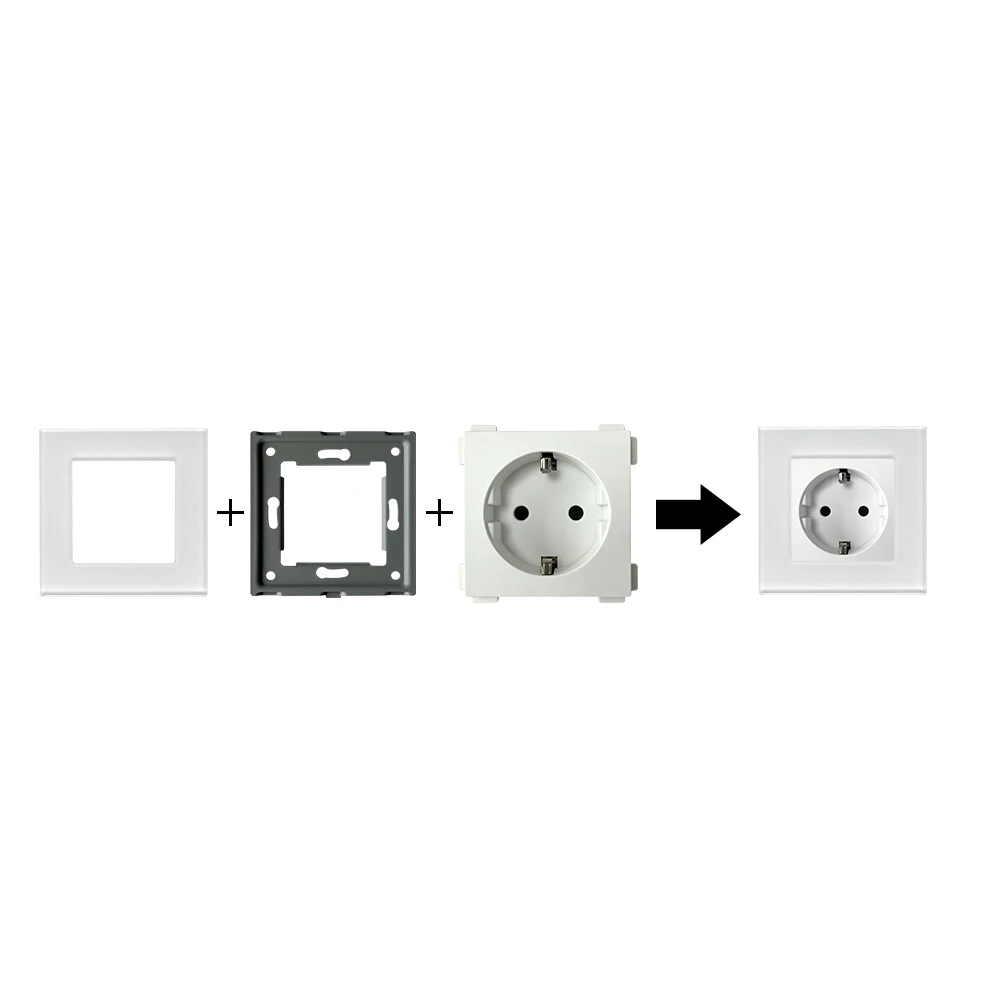 UBARO 86×86mm EU Socket DIY Kit, Glass Panel + Iron Bracket + A+C/Quick Charge/Standard Module, 16A, 5V 2A/3A view 6