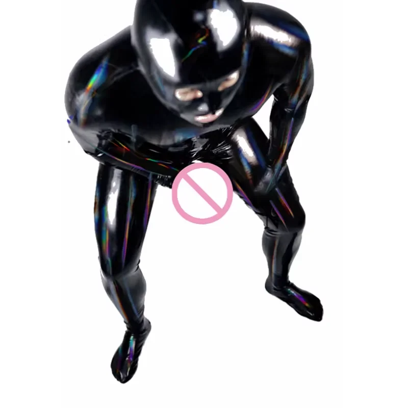 

Мужской сексуальный латексный комбинезон зентай из ПВХ с мокрым эффектом из искусственной кожи на молнии сзади, комбинезон с открытыми глазами, комбинезон для всего тела, новый костюм