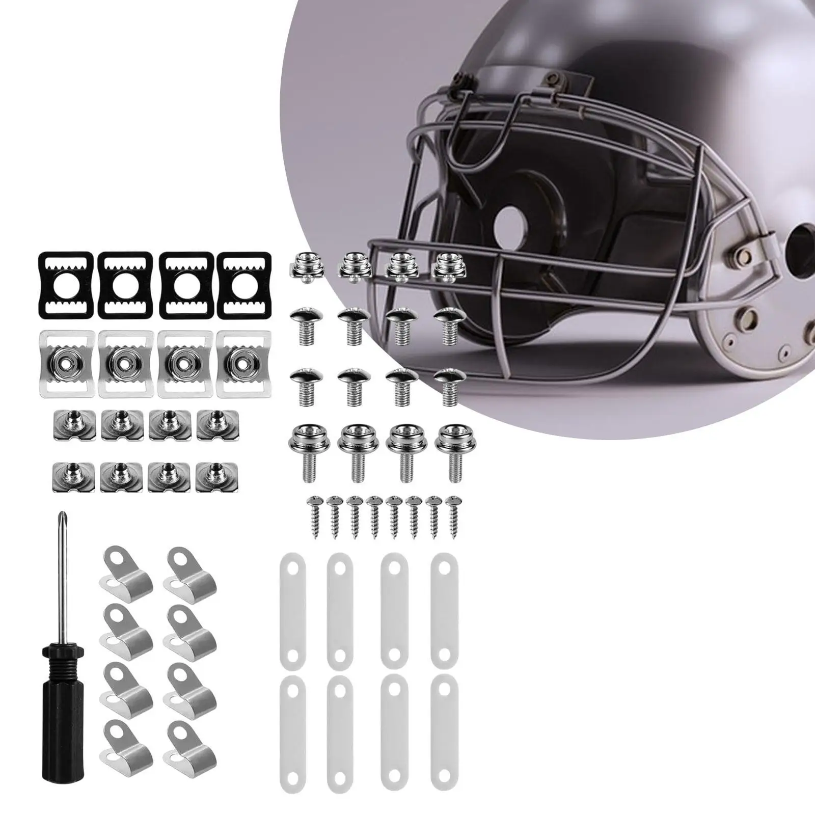 Stainless Steel Hockey Helmet Repair Kit Universal Sports Accessory Hardware Set for Ice Hockey Football