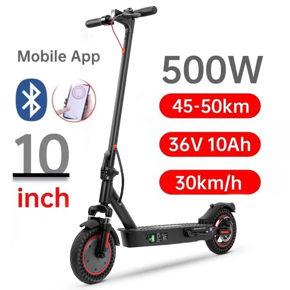 IScooter i9Max سكوتر كهربائي 500 واط موتور 10Ah بطارية مزدوجة امتصاص الصدمات أضعاف الدراجات البخارية 10in الصلبة العسل الإطارات سكوتر