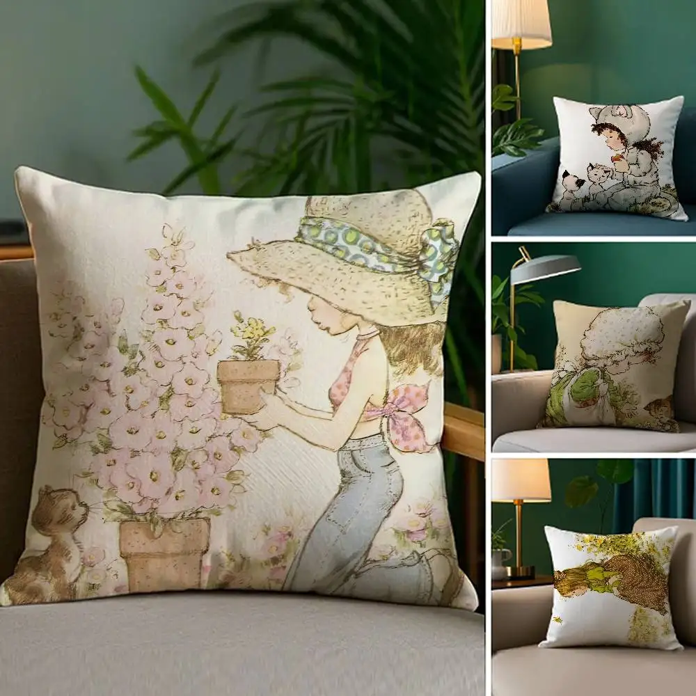 

cute S-Sarah k-Kay Girl Pillow Case Anti-dustmite Invisible zipper Sofa Bed