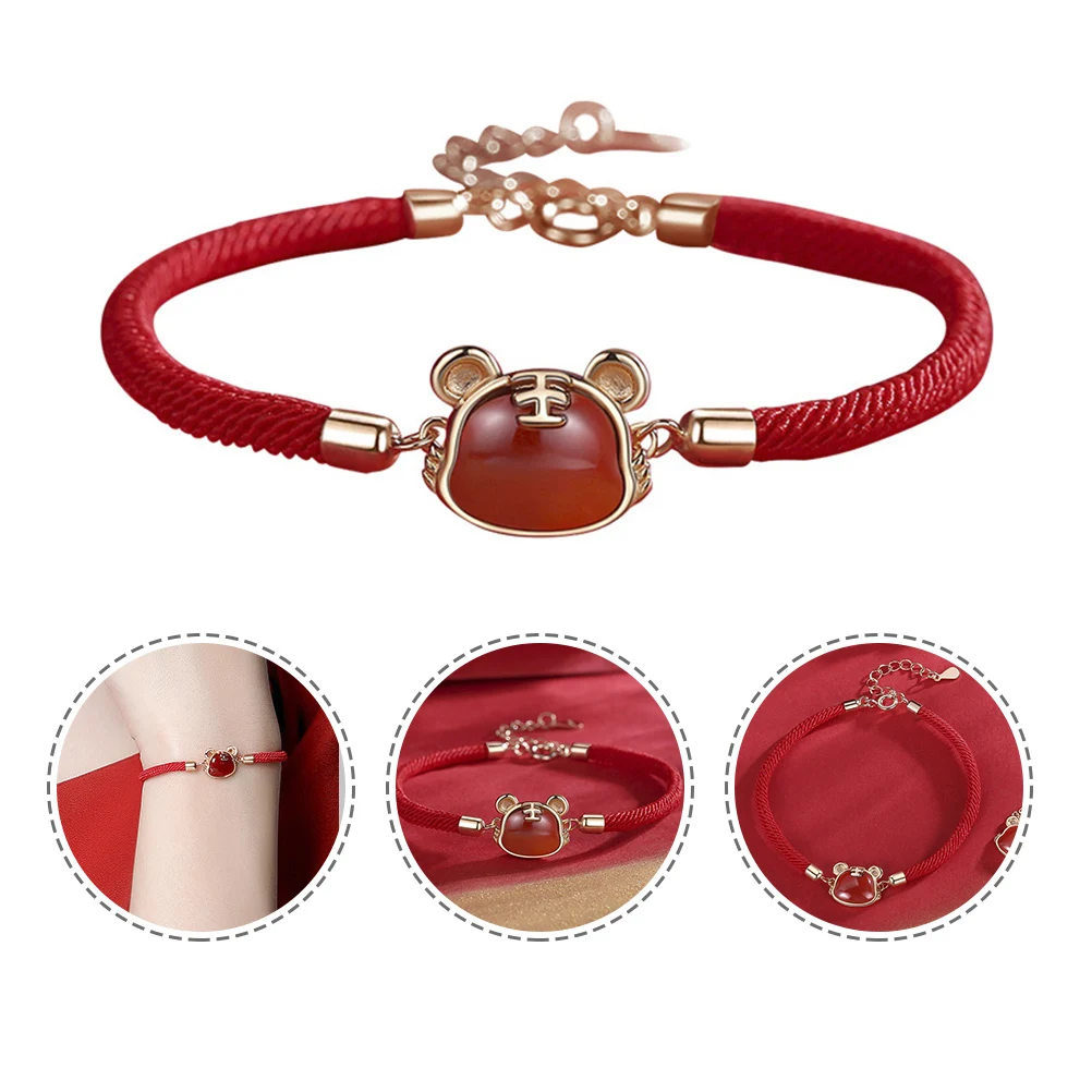 

Sterling Silver Bracelet Chinese New Year Red Cord Rope Bracelets for