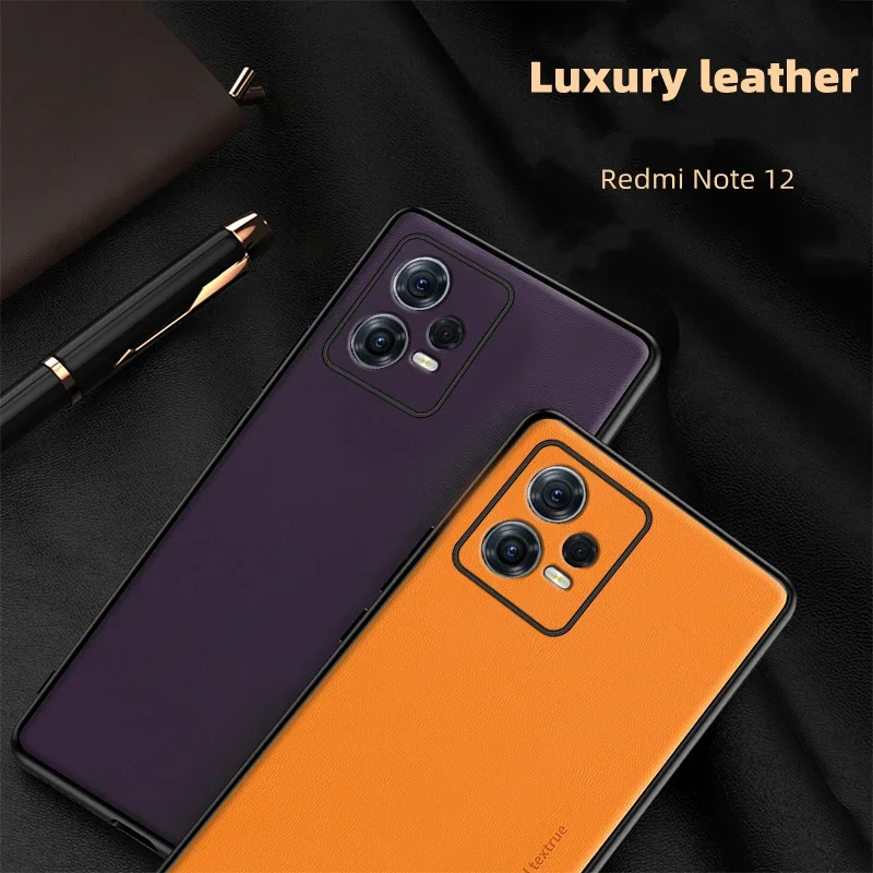 For Xiaomi Redmi Note 12 Pro Plus Case For Redmi Note12 12Pro Cover Luxury Plain Leather Shockproof Bumper Redme 12 Funda Casse