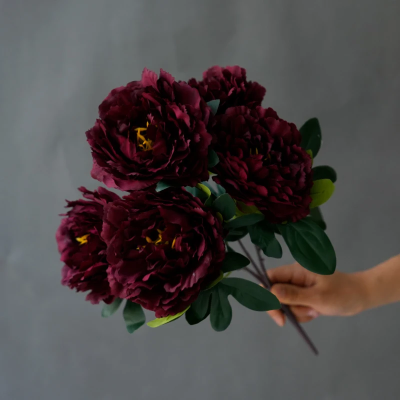 NEUE Rosen mit 5 Köpfen, Seiden-Pfingstrosen, Künstliche Blumensträuße mit Großen Köpfen, Günstige Kunstblumen für Heim- und Hochzeitsdekoration Innenbereich – Detail 4