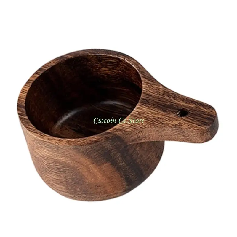 X90F Wooden Measuring Cup With Short Handle and Hanging Hole for Seasoning Measure, Daily Cooking and Baking Service