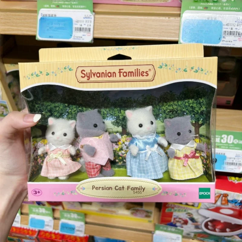 Original Sylvanian Families Anime Girl Persian Cat Family Series Figure Furniture Set Pvc Statue Model Doll Toys Gifts