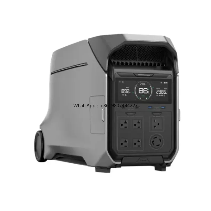 EcDELTAPro 3 Portable Power Station with MPPT Controller Pure Sine Wave & Lifepo4 Wireless Charging Black EU Car Plug