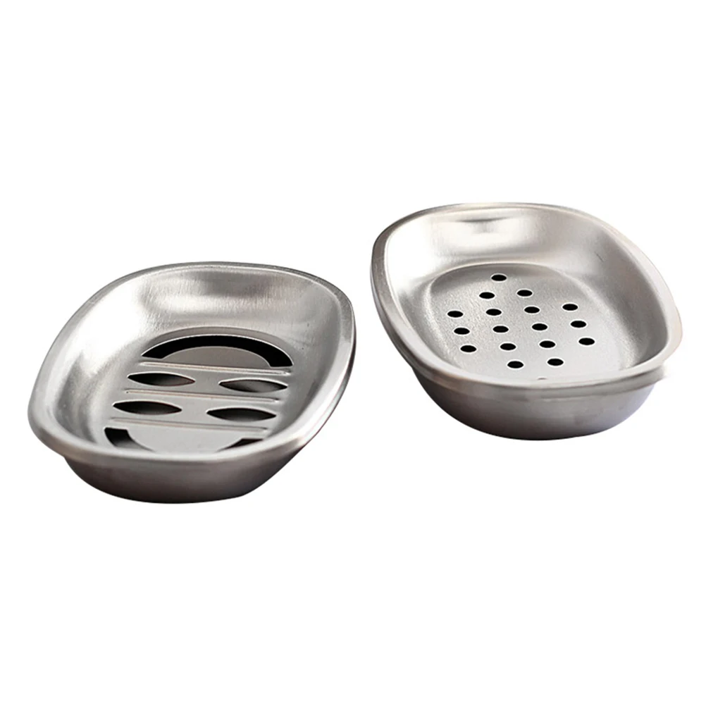 

2pcs Double Layer Stainless Steel Soap Dish Tray Double Draining Soap Box Holder for Shower Bathroom Kitchen (Oval Laugh)