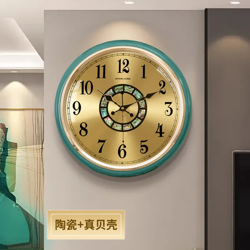 2026 Modern Ceramic Shell Wall Clock Silent Quartz Home Living Room Decoration High End Simple Wall Hanging Timepiece