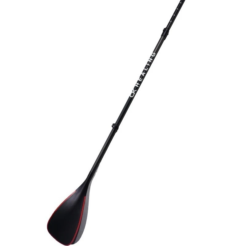 Three-section surf paddle, adjustable length ultra-light all-fiberglass black paddle