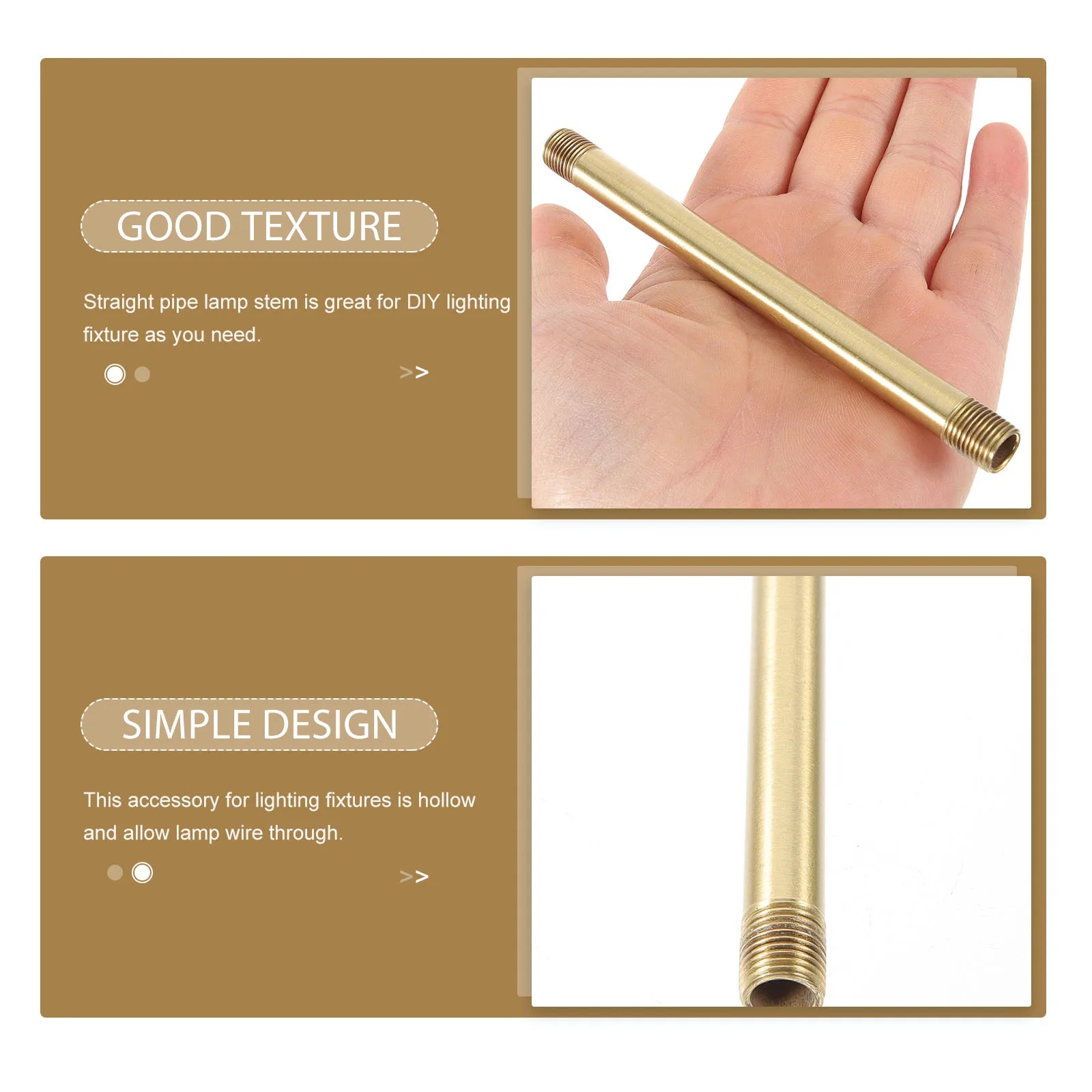 

M10 Pure Copper Tube Length Outer Thread Lighting Fixture Downrods Lamp Kits for DIY Projects Table Lamp Repair Parts