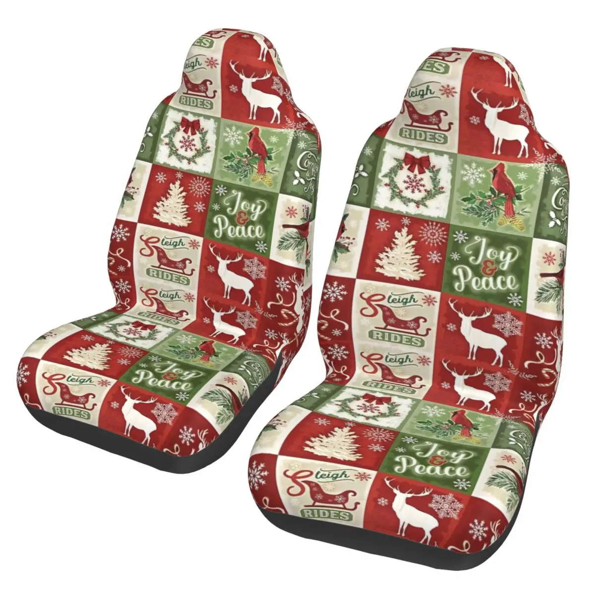 Christmas Deer Bird Patten Universal Car Seat Cover Off-Road For SUV Car Seat Covers Polyester Fishing