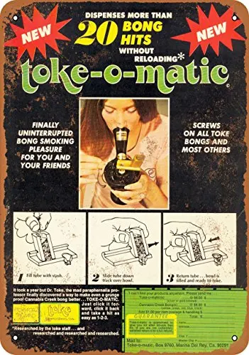 Wall-Color  Metal Sign - 1977 Toke-O-Matic Bong Filler - Vintage Look